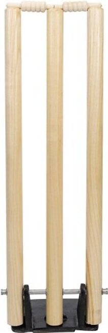 Wooden Cricket Wickets With Spring Metal Base - Set of Three