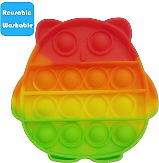Planet X - Pop It Bubble Fidget Spinner in Playful Rainbow Owl Shape - 4 Inches