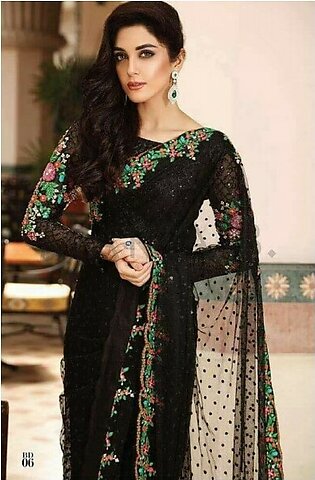 Black Color Chiffon Saree with Embroidery