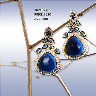 Elegant Blue Stone Earrings By Rijas Infinity (102ER746)
