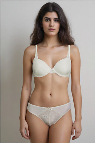 BLS - Emma Wired And Padded Lace Bra Set - Ivory