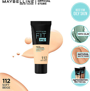 Maybelline - Fit Me Liquid Foundation Matte & Poreless - 112 Soft Beige