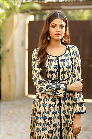 NF-167 Ivory Khaddar Printed Stitched Frock