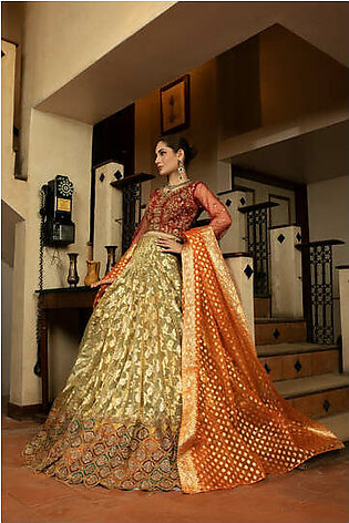 NB-4356 Maroon & Pista Lahnga Choli Stitched Dress
