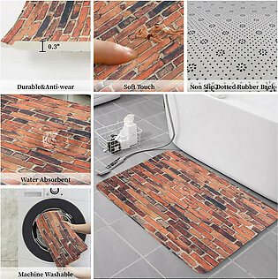 Brick Floor Bath Mat Absorbent Non-Slip