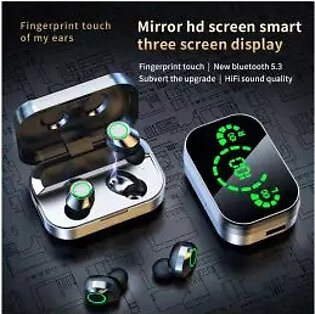 YD03 TWS Bluetooth Earphones Mirror Digital Display HIFI Stereo Sound in Earbuds Gaming Wireless Headphones With Mic