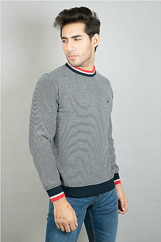 Jockey® Full Sleeves Crew Neck Pinstripe Sweater