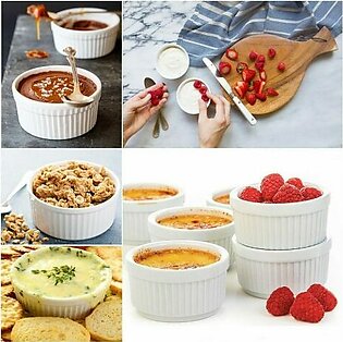 1 PC Oven Safe Porcelain White Ceramic Baking Ramekin Bowl for Fruit Serving Dessert Serving Custard Sauce Pudding Dipping Bowl