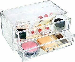 Transparent Multi-Purposed Acrylic 2 Drawer Jewelry Cosmetic Organizer Makeup Organizer Cosmetic Box Cosmetic Case Makeup Box Lipstick Nail Polish Storage Box Multipurposed Storage Box