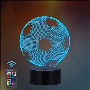 3D Illusion LED Soccer Ball Lamp with 16 Colors Changing Remote, Remote Controlled Color Changing Soccer Ball Lamp with Base