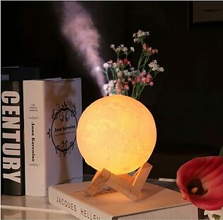 Rechargeable Color Changing 3D Moon Lamp with Humidifier, 2 in 1 Moon Night Light With Oil Diffuser Aroma Air Humidifier, 880ML Moon Humidifier