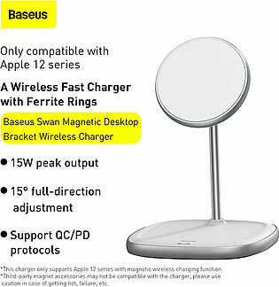 Baseus Wireless Charger Swan Magnetic Desktop Bracket For Iphone 12 Black-White