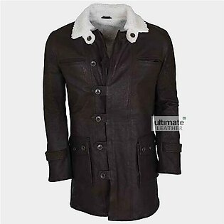 Mens B3 Choco Brown Trench Leather Coat