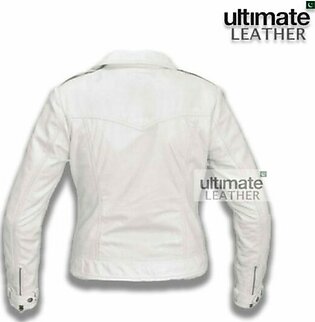 Women’s white Biker Leather Jacket