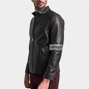 Men’s Fitted Dark Brown Leather Jacket