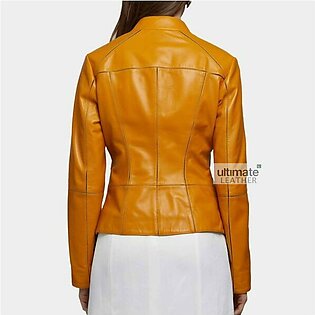 Womens Mustard Yellow Leather Jacket