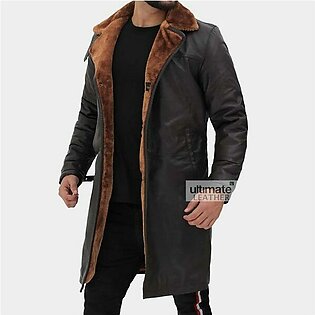 Men’s Dark Brown Fur Leather Coat
