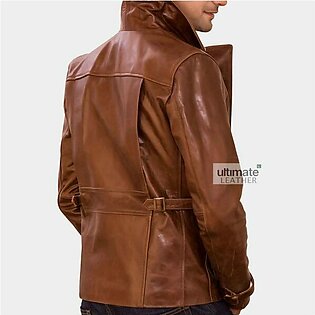 Vintage Motorcycle Brown Leather Jacket For Men