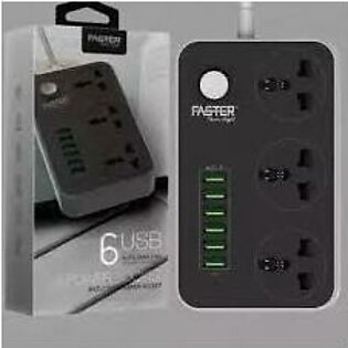 Faster Extension Lead Power Extension with 6USB Ports for Mobile Charging