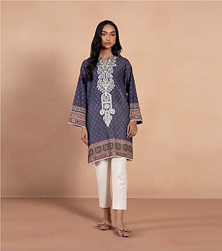 Blue Full Sleeves Embroidered Karandi Shirt for Girls on Sapphire sale