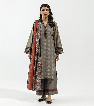 Vintage Smoke unstitched Khaddar suit With Dupatta on Beechtree sale