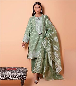 Green Fabrics 3pc Dyed Jacquard Suit on Khaadi sale