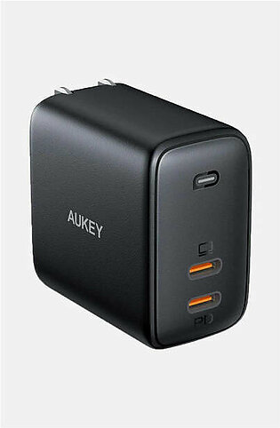 Aukey USB C Charger AUKEY Omnia 65W 2-Port FastCharger Foldable USB-C Charger with GaNFast Tech & Dynamic Detect
