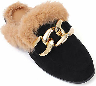 FURRY LOAFERS-BLACK