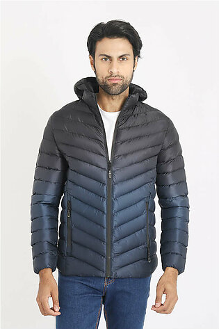 HOODED PUFFER JACKET-NAVY