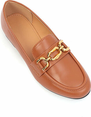 CHAIN TRIM LOAFERS-CAMEL
