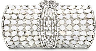MOTHER OF PEARL CLUTCH-SILVER
