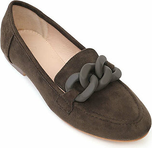 FAUX SUEDE LOAFERS-OLIVE