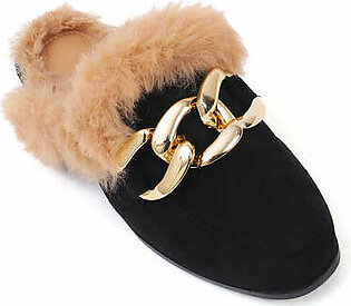 FURRY LOAFERS-BLACK