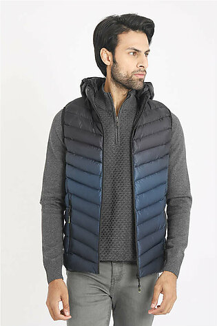 QUILTED GILET WITH HOOD-NAVY