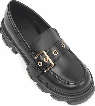 CHUNKY BUCKLE LOAFERS-BLACK