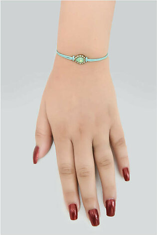 Sky Blue Cord Bangle with Turquoise Stone for women