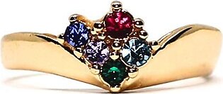 Golden Ring with Multicolour Colored Stones