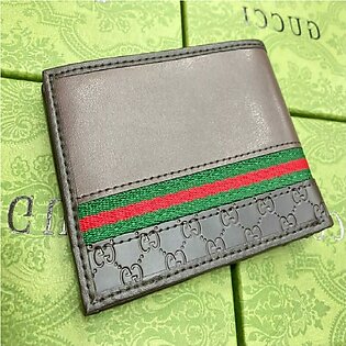 Designer Gucci Leather Bifold Men Wallet Striped Brown