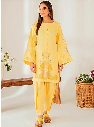 Miral 2 Pcs Embroidered Stitched Suit Yellow