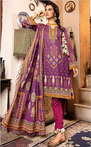 Khaadi 3 Pcs Unstitched Printed Khaddar Suit Purple