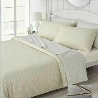 6 Pcs Cotton Satin Beige Bed Sheet Set (Quilt, Pillow & Cushion Covers)