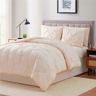 8 Pcs Diamond Ivory Bed Sheet Set with Quilt, Pillow and Cushions Covers