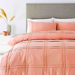 8 Pcs Double Line Pleated Blush Pink Bed Sheet Set (Quilt, Pillow & Cushion Covers)