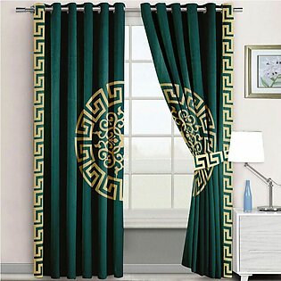 Velvet Curtain Pair Green