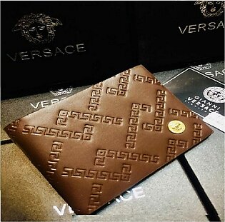 Designer Versace Leather Bifold Men Wallet Brown