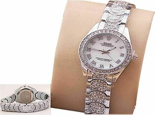 Silver Diamond Wrist Watch for Ladies