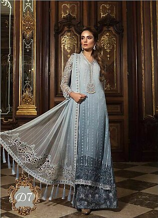 Maria B Embroidered Organza Unstitched 3 Piece Suit MB18 07 Wedding Collection