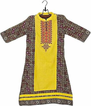 Amaze Collection Khaki Cotton Embroidered Kurta for Girls  GS 220