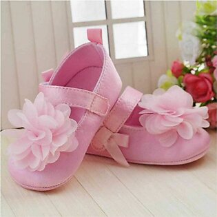 Pink New Born Baby Flower Shoes