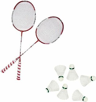 Sports City Sportica Pack of 8 Badminton Rackets with Yonex MAVIS Badminton Shuttle